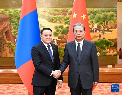 赵乐际同蒙古国国家大呼拉尔主席阿玛尔巴伊斯格楞举行会谈
